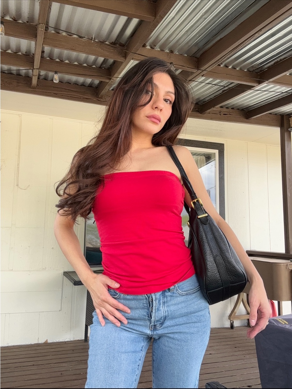 Active Basic Red Strapless Tube Top